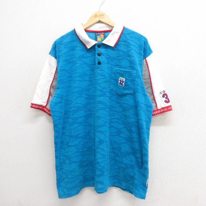 XL★古着 クージー COOGI 半袖 ポロ シャツ メンズ 00年代 00s パイル地 大きいサイズ 青 ブルー 【spe】 25jun17 中古 トップス