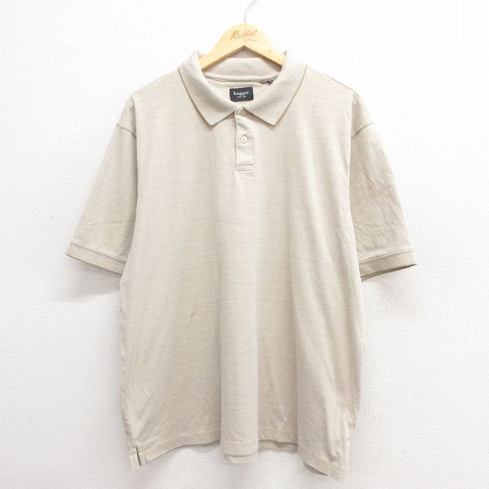 XL★古着 HAGGAR 半袖 ポロ シャツ メンズ 薄ベージュ カーキ 25jun17 中古 トップス