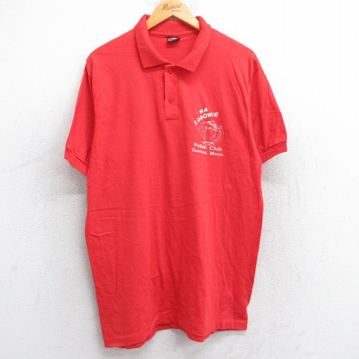 80s 半袖ポロシャツ ZDROWIE レッド L | 古着