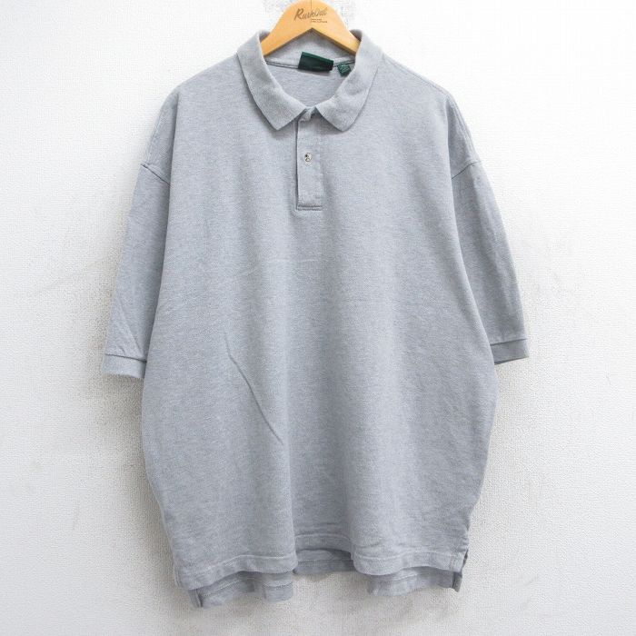 XL★古着 半袖 ポロ シャツ メンズ 鹿の子 大きいサイズ コットン グレー 25jun20 中古 トップス