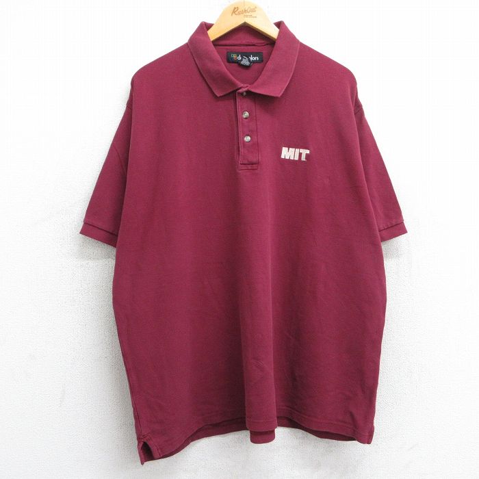 【50%OFF】XL★古着 半袖 ポロ シャツ メンズ MIT 鹿の子 大きいサイズ コットン エンジ 25jun20 中古 トップス
