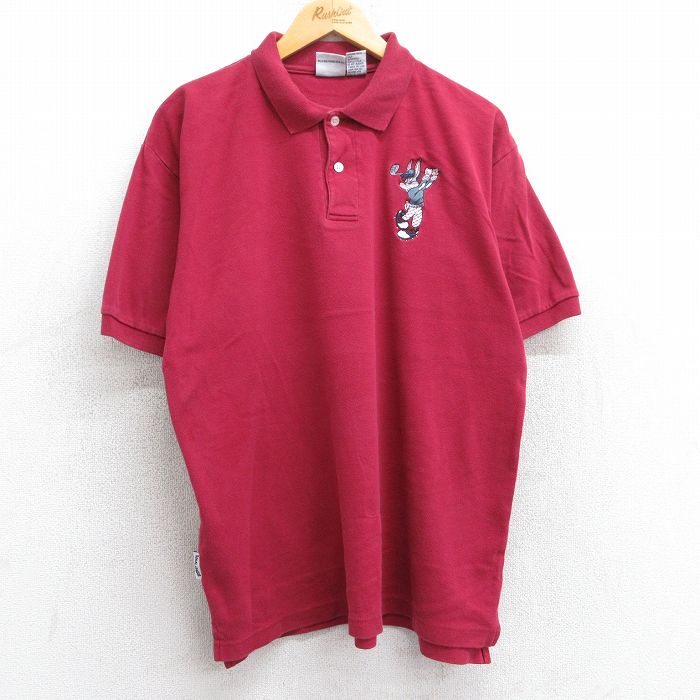 【50%OFF】ルーニーテューンズ 90s 半袖ポロシャツ バッグスバニー バーガンディ L | 古着