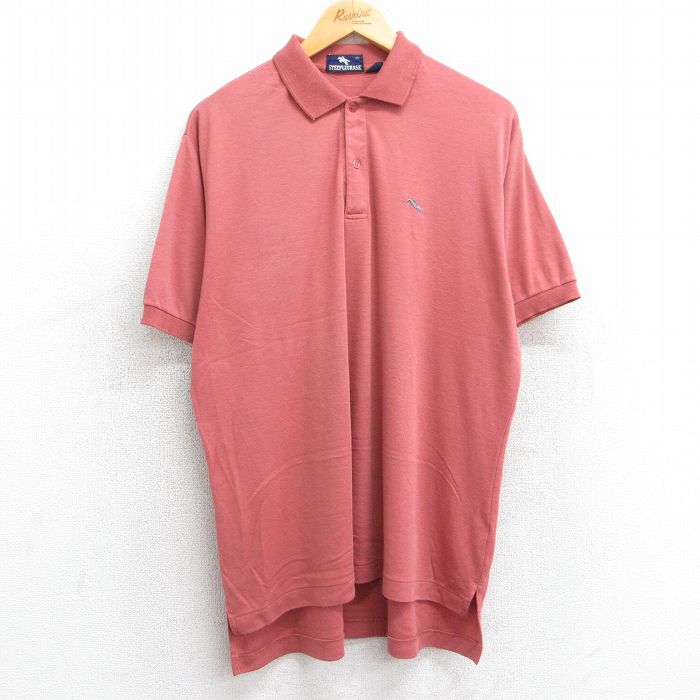 XL★古着 半袖 ポロ シャツ メンズ 90年代 90s ワンポイントロゴ 大きいサイズ 茶系 ブラウン 25jun20 中古 トップス