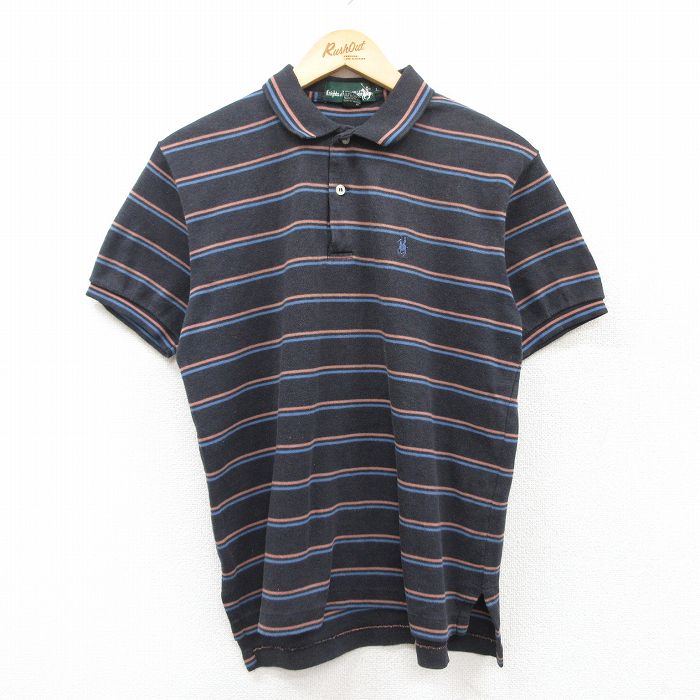 ポロシャツ ワンポイントロゴ ブラックボーダー L | 古着