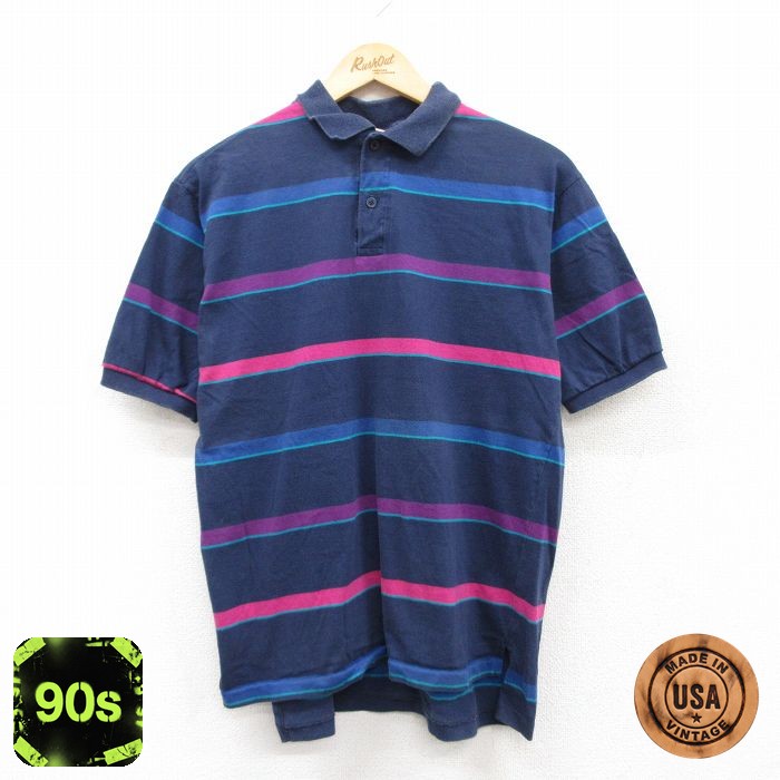 【50%OFF】ザフォックスコレクション 90s 半袖ポロシャツ ネイビー L | 古着