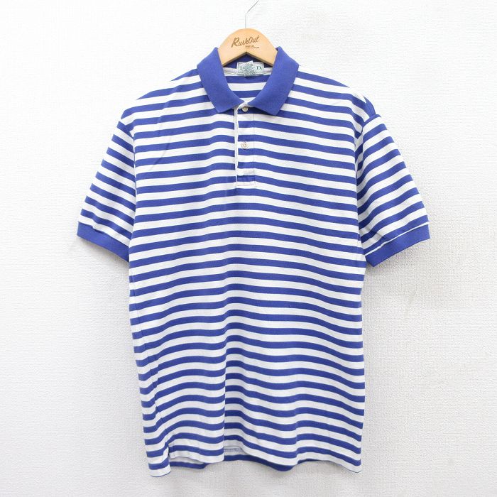 IZOD 90s 半袖ポロシャツ ボーダー ブルー L | 古着