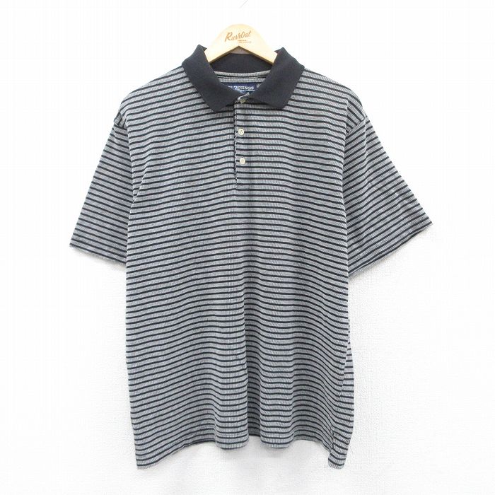 XL★古着 半袖 ポロ シャツ メンズ 00年代 00s 大きいサイズ 黒他 ブラック ボーダー 25jun21 中古 トップス