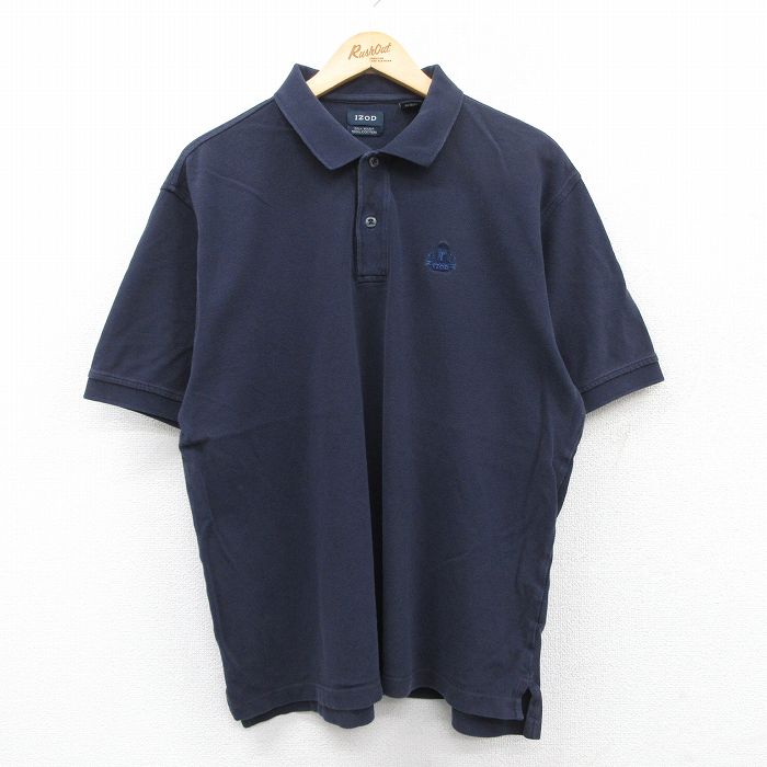 IZOD 半袖ポロシャツ ワンポイントロゴ ネイビー XL | 古着