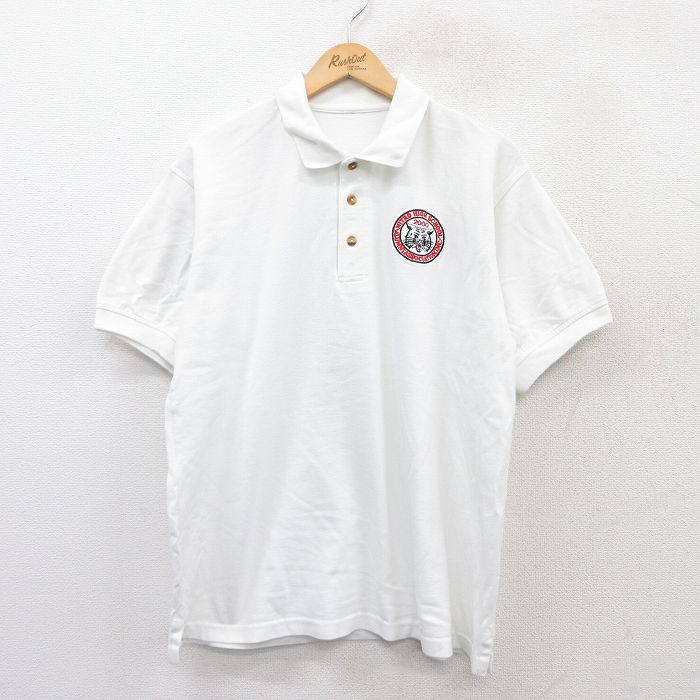XL★古着 半袖 ポロ シャツ メンズ 00年代 00s NITRO 鹿の子 白 ホワイト 25jun30 中古 トップス