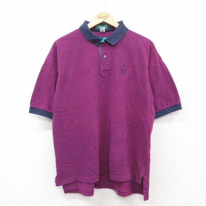 【50%OFF】XL★古着 半袖 ポロ シャツ メンズ 90年代 90s メルセデスベンツ 鹿の子 コットン USA製 紫他 パープル 【spe】 25jun30 中古 トップス