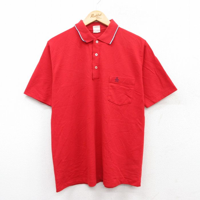 マンシングウェア 80s 半袖ポロシャツ レッド L | 古着