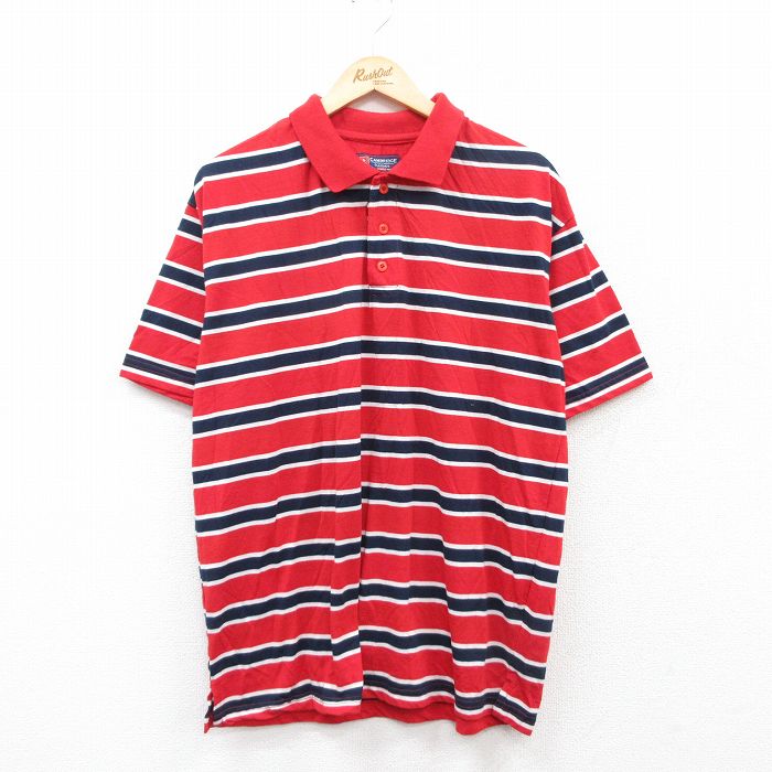 XL★古着 半袖 ポロ シャツ メンズ 赤他 レッド 25jun30 中古 トップス