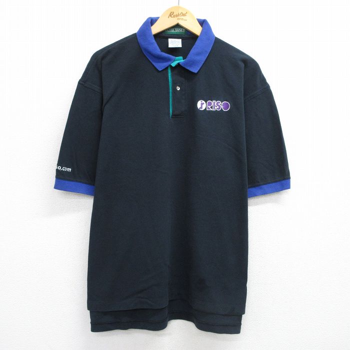 【50%OFF】リソ 00s 半袖ポロシャツ ワンポイント ブラック XL | 古着