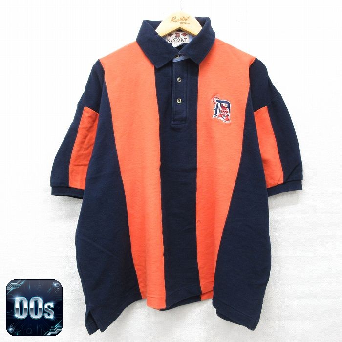 MLB デトロイトタイガース 00s 半袖ポロシャツ オレンジ XL | 古着