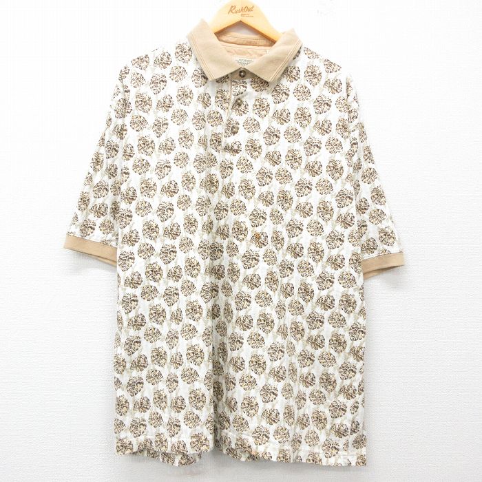 【50%OFF】XL★古着 セントジョンズベイ 半袖 ポロ シャツ メンズ 00年代 00s 葉 大きいサイズ コットン 白他 ホワイト 25jul02 中古 トップス
