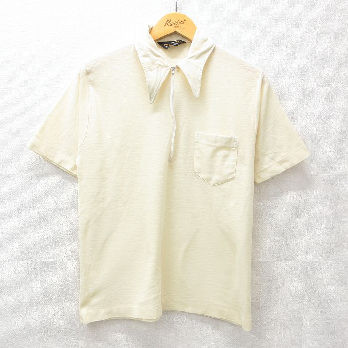 【50%OFF】ピューリタン 70s 半袖ハーフジップポロシャツ イエロー M | 古着