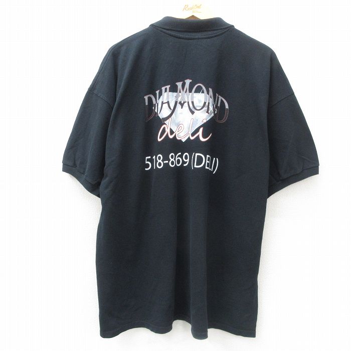 【50%OFF】XL★古着 半袖 ポロ シャツ メンズ 00年代 00s Diamond deli 大きいサイズ コットン 黒 ブラック 25jul02 中古 トップス