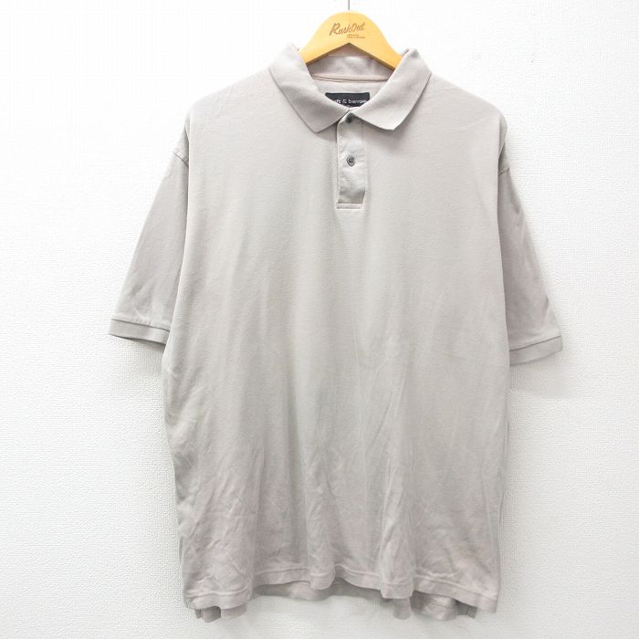 【50%OFF】XL★古着 半袖 ポロ シャツ メンズ 大きいサイズ コットン グレー 25jul02 中古 トップス