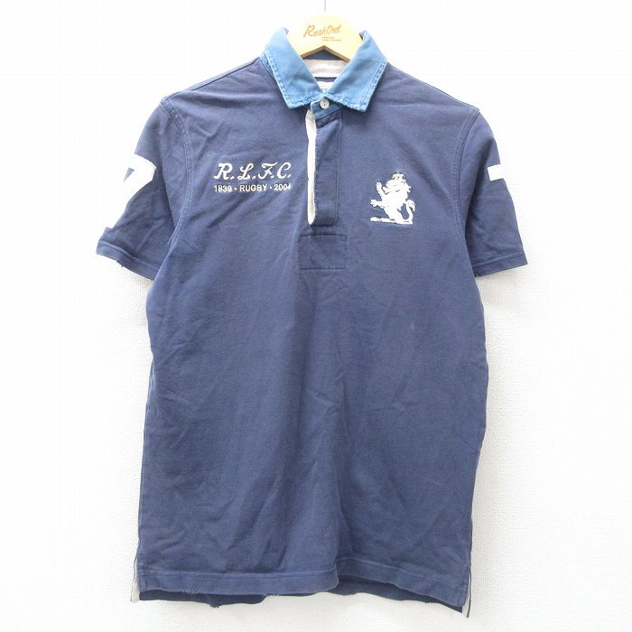 M★古着 ラルフローレン Ralph Lauren 半袖 ブランド ラガー シャツ メンズ 00年代 00s 7 コットン 紺 ネイビー 25jul02 中古 トップス