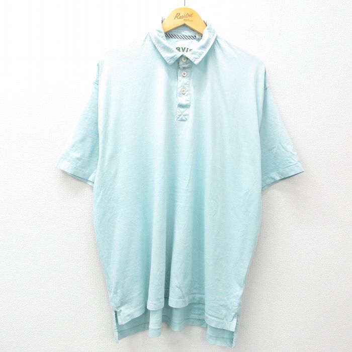 【50%OFF】XL★古着 オービス ORVIS 半袖 ポロ シャツ メンズ 大きいサイズ コットン 水色 25jul02 中古 トップス