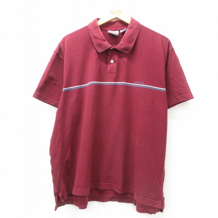 XL★古着 エアロポステール AEROPOSTALE 半袖 ポロ シャツ メンズ ワンポイントロゴ 大きいサイズ コットン エンジ 25jul02 中古 トップス