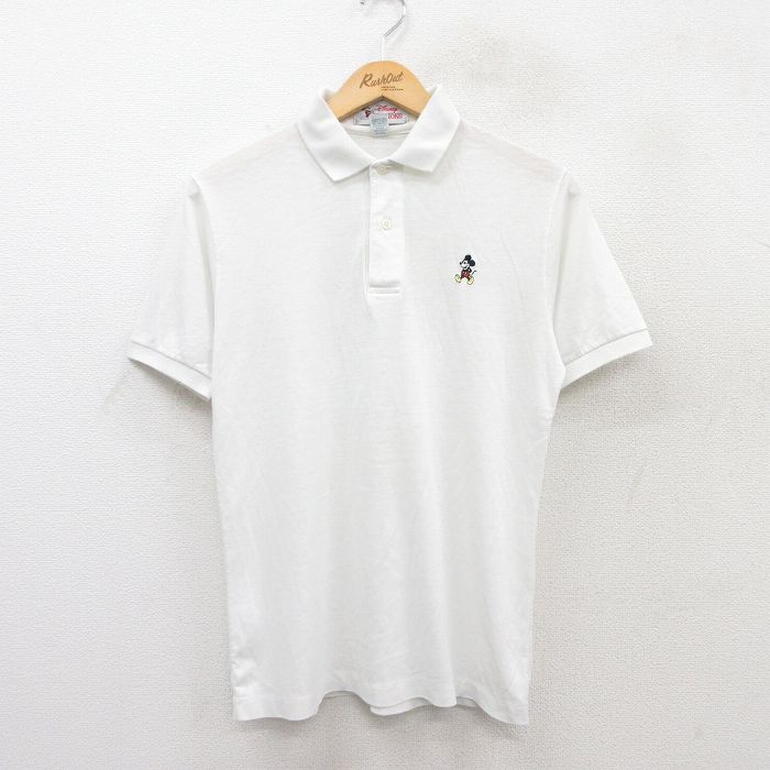 M★古着 半袖 ポロ シャツ メンズ 90年代 90s ディズニー DISNEY ミッキー MICKEY MOUSE USA製 白 ホワイト 【spe】 25jul02 中古 トップス
