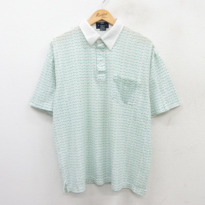 00s 半袖ポロシャツ 総柄 ホワイト XL | 古着