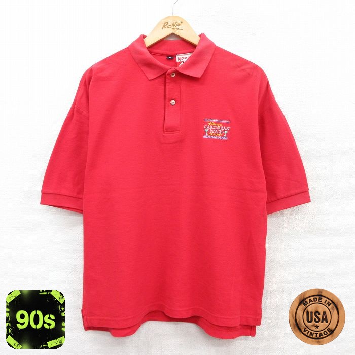 ディズニー 90s 半袖ポロシャツ カリビアンビーチ レッド XL | 古着