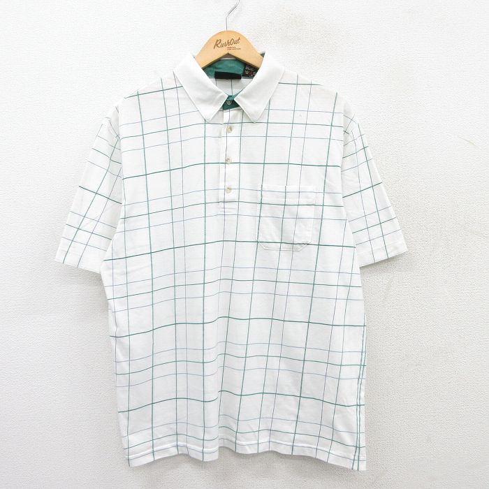 ジャンセン 半袖ポロシャツ ホワイトチェック XL | 古着