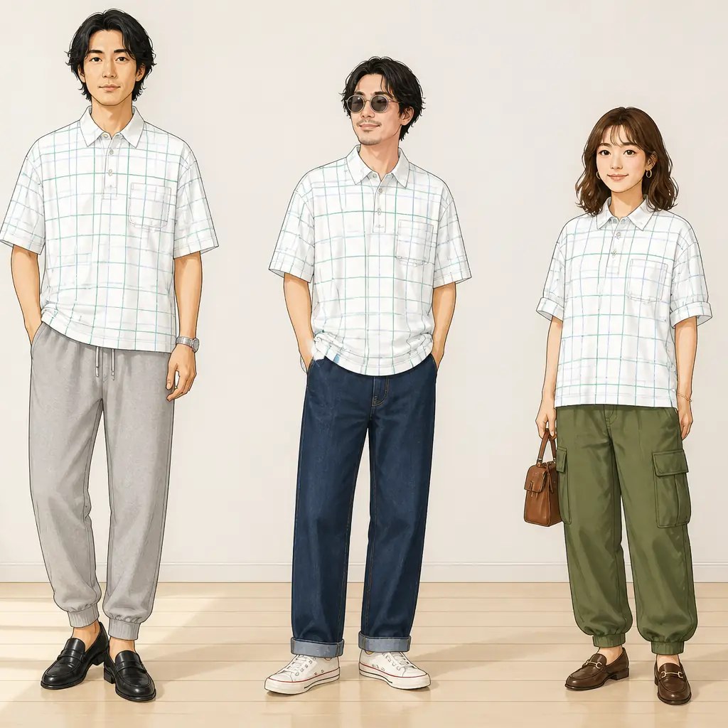 古着通販 XL☆古着 ジャンセン 半袖 ポロ シャツ メンズ 白他 チェック