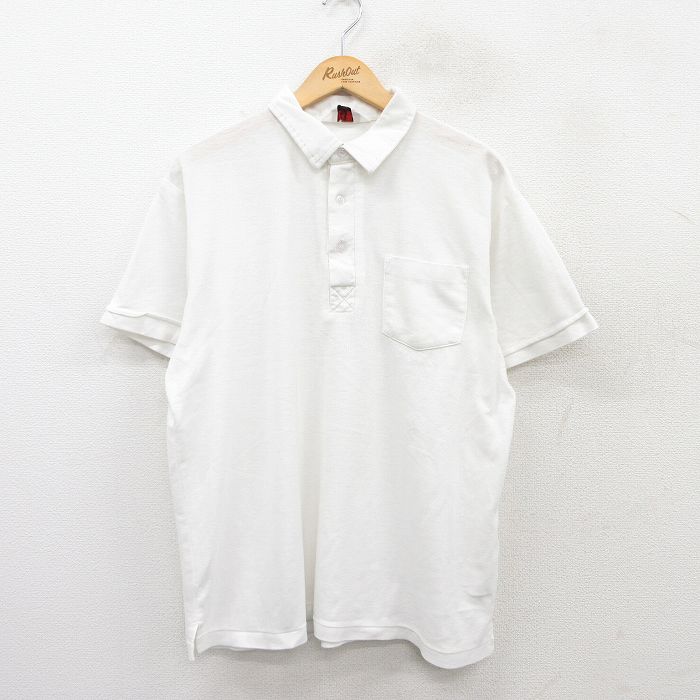 【50%OFF】XL★古着 半袖 ポロ シャツ メンズ 80年代 80s 鹿の子 大きいサイズ 白 ホワイト 25jul05 中古 トップス
