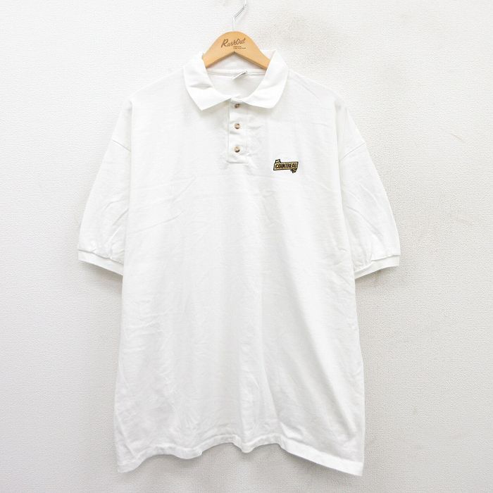 【50%OFF】XL★古着 半袖 ポロ シャツ メンズ 90年代 90s コアントロー 大きいサイズ コットン 白 ホワイト 25jul07 中古 トップス