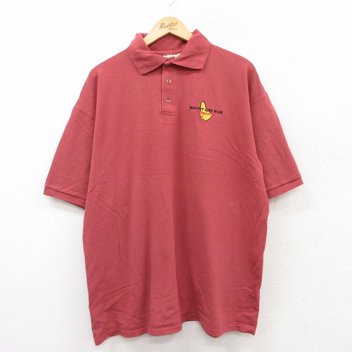 【50%OFF】XL★古着 半袖 ポロ シャツ メンズ 00年代 00s MOUNTGAY RUM 鹿の子 大きいサイズ コットン エンジ系 25jul07 中古 トップス