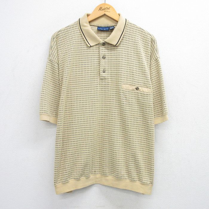 【50%OFF】タウンクラフト 90s 半袖ポロシャツ 総柄 イエロー XL | 古着