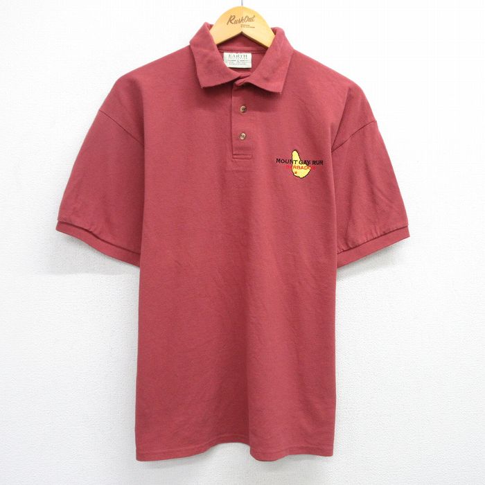 XL★古着 半袖 ポロ シャツ メンズ 00年代 00s MOUNTGAY RUM 鹿の子 コットン エンジ系 25jul07 中古 トップス