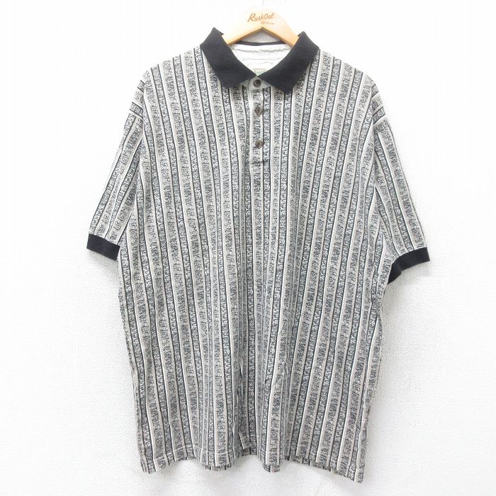 【50%OFF】XL★古着 セントジョンズベイ 半袖 ポロ シャツ メンズ 00年代 00s 大きいサイズ コットン グレー他 ストライプ 25jul11 中古 トップス