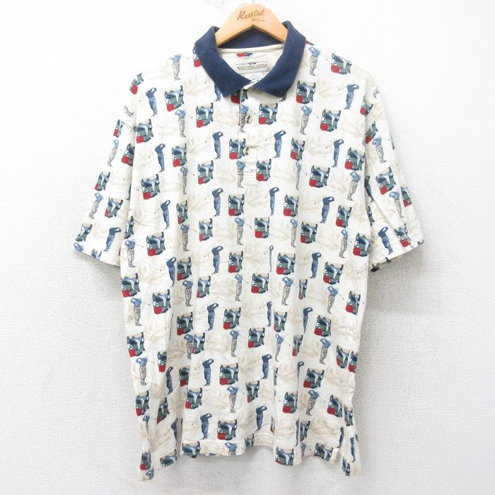 【50%OFF】XL★古着 半袖 ポロ シャツ メンズ 00年代 00s ゴルフ 大きいサイズ コットン ベージュ カーキ 25jul11 中古 トップス