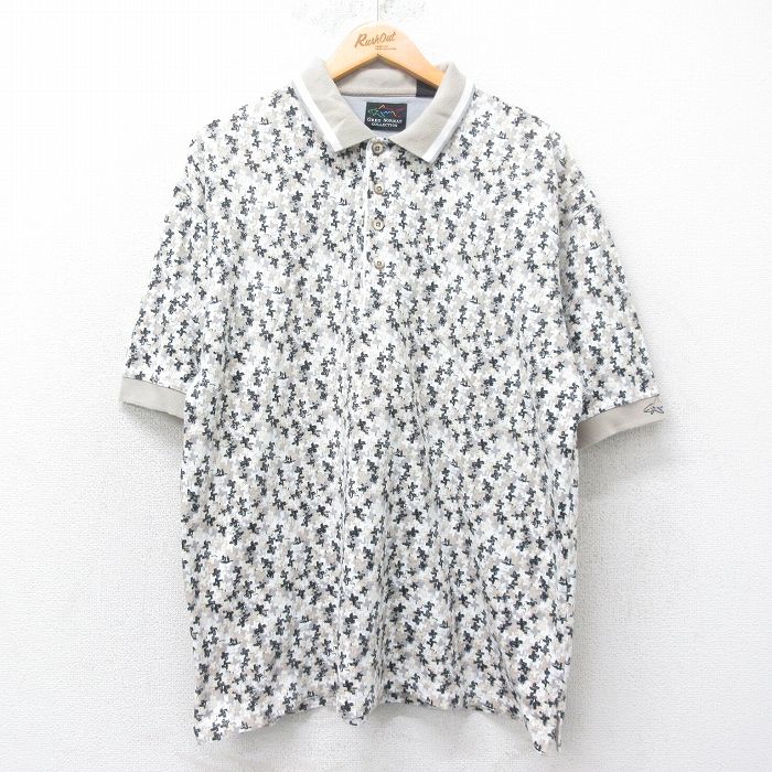 XL★古着 グレッグノーマン 半袖 ポロ シャツ メンズ 鹿の子 コットン ベージュ他 カーキ 25jul11 中古 トップス