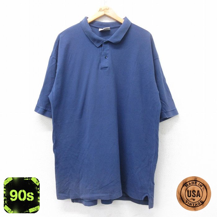 90s 半袖ポロシャツ ネイビー XL | 古着
