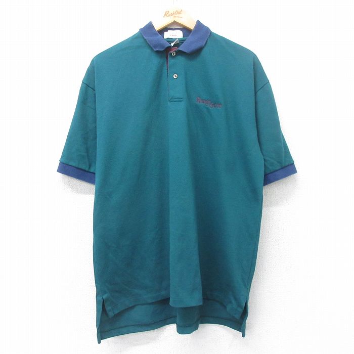 【50%OFF】XL★古着 半袖 ポロ シャツ メンズ 90年代 90s Runge & son 鹿の子 コットン USA製 緑他 グリーン 25jul11 中古 トップス