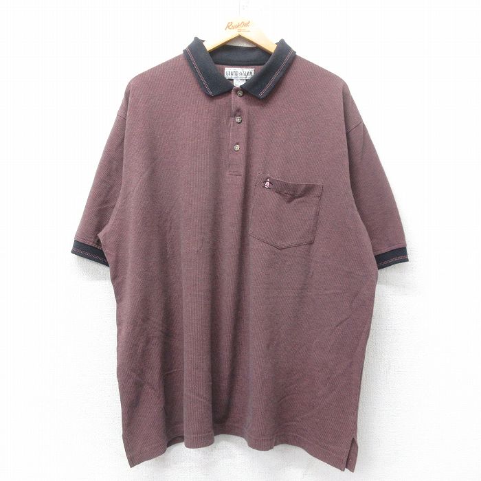 XL★古着 半袖 ポロ シャツ メンズ 大きいサイズ エンジ系他 25jul11 中古 トップス