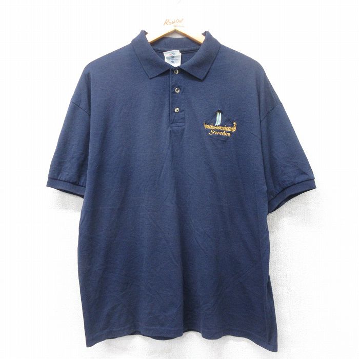 ジャージーズ 00s 半袖ポロシャツ スウェーデン ネイビー XL | 古着