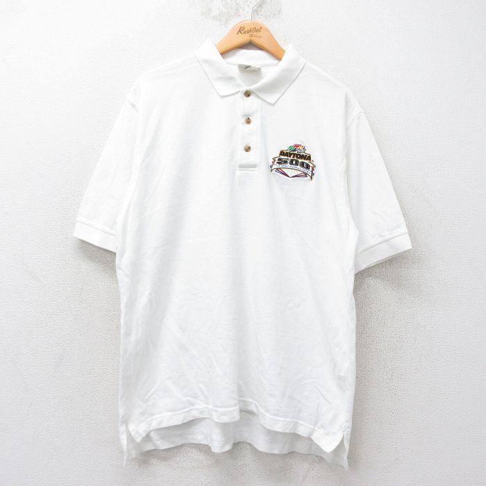 XL★古着 リー Lee 半袖 ポロ シャツ メンズ 00年代 00s DAYTONA 鹿の子 大きいサイズ コットン 白 ホワイト 25jul14 中古 トップス
