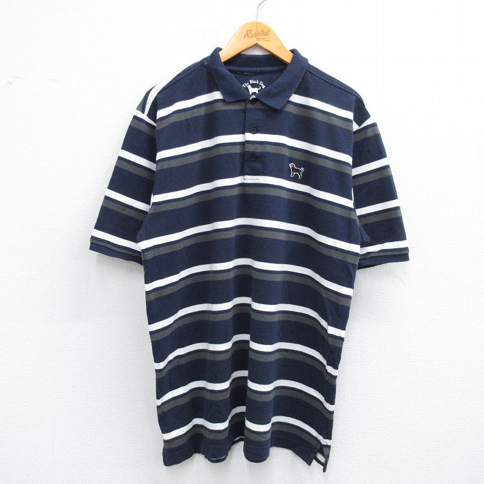 【50%OFF】The Black Dog 半袖ポロシャツ ネイビーボーダー XL | 古着