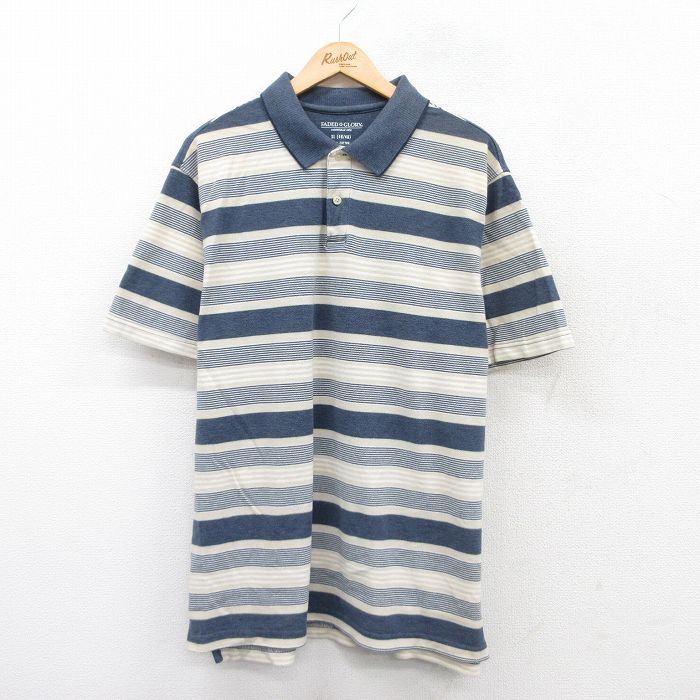 XL★古着 FADED GLORY 半袖 ポロ シャツ メンズ 鹿の子 大きいサイズ コットン 紺他 ネイビー 25jul15 中古 トップス