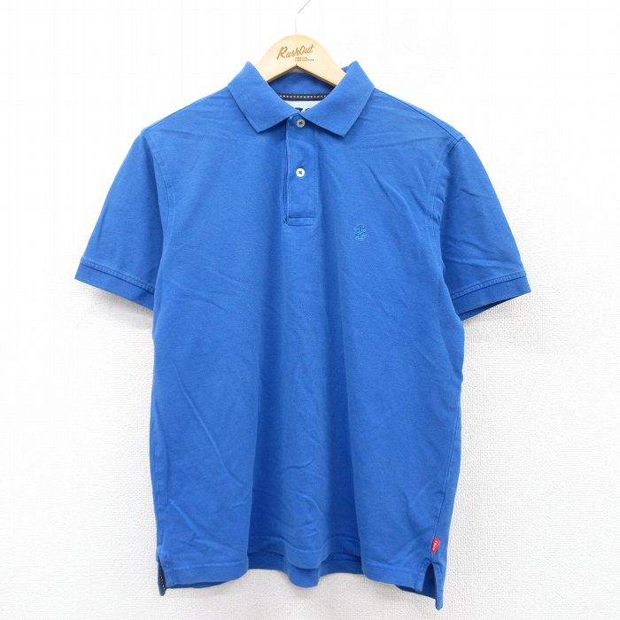 L★古着 IZOD 半袖 ポロ シャツ メンズ ワンポイントロゴ 鹿の子 青 ブルー 25jul15 中古 トップス