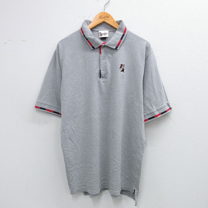 ディズニー 00s 半袖ポロシャツ ミッキー グレー XL | 古着