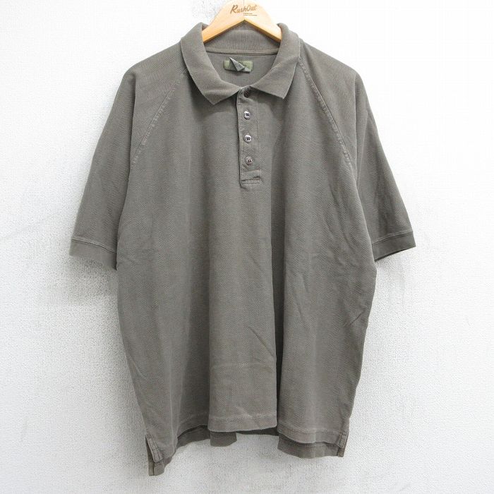 XL★古着 THE TERRITORY AHEAD 半袖 ポロ シャツ メンズ 鹿の子 ラグラン 大きいサイズ コットン 茶系 ブラウン 25jul18 中古 トップス