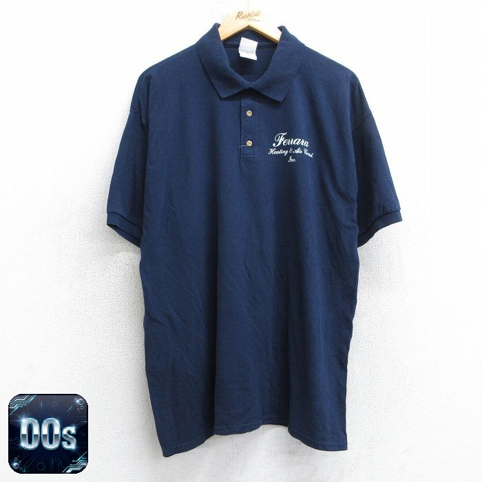 00s 半袖ポロシャツ Ferrara ネイビー XL | 古着