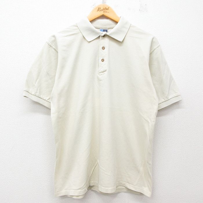 L★古着 半袖 ポロ シャツ メンズ 00年代 00s コットン 薄ベージュ カーキ 25jul24 中古 トップス